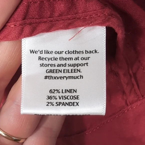 Eileen Fisher | Linen Lightweight Red Blazer Jacket Size L - Picture 10 of 11